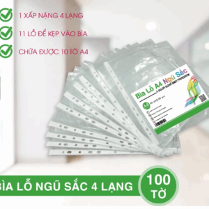 Bìa Lá Lỗ A4 Ngũ Sắc 100 Tờ – 4.6 Mic Chính Hãng, Chất Lượng Cao