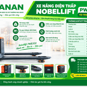 XE NÂNG ĐIỆN THẤP NOBELLIFT 3000KG PWB300 – GIẢI PHÁP NÂNG HẠ HÀNG HÓA HIỆU QUẢ