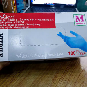 Găng tay y tế Nitrile màu xanh không tiệt trùng không bột (100 chiếc/hộp) – Mã KHPFNT. Giá tốt tại Đồng Nai
